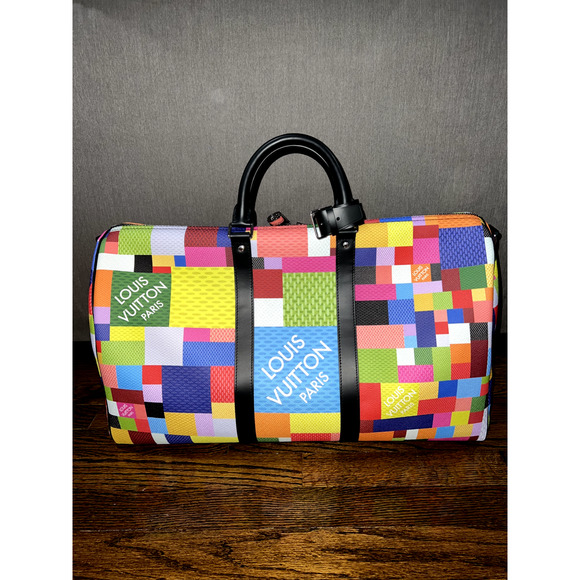 Louis Vuitton Keepall Bandouliere 50 Multicolor Damier 3D Lego Duffle Travel Bag - Picture 6 of 12